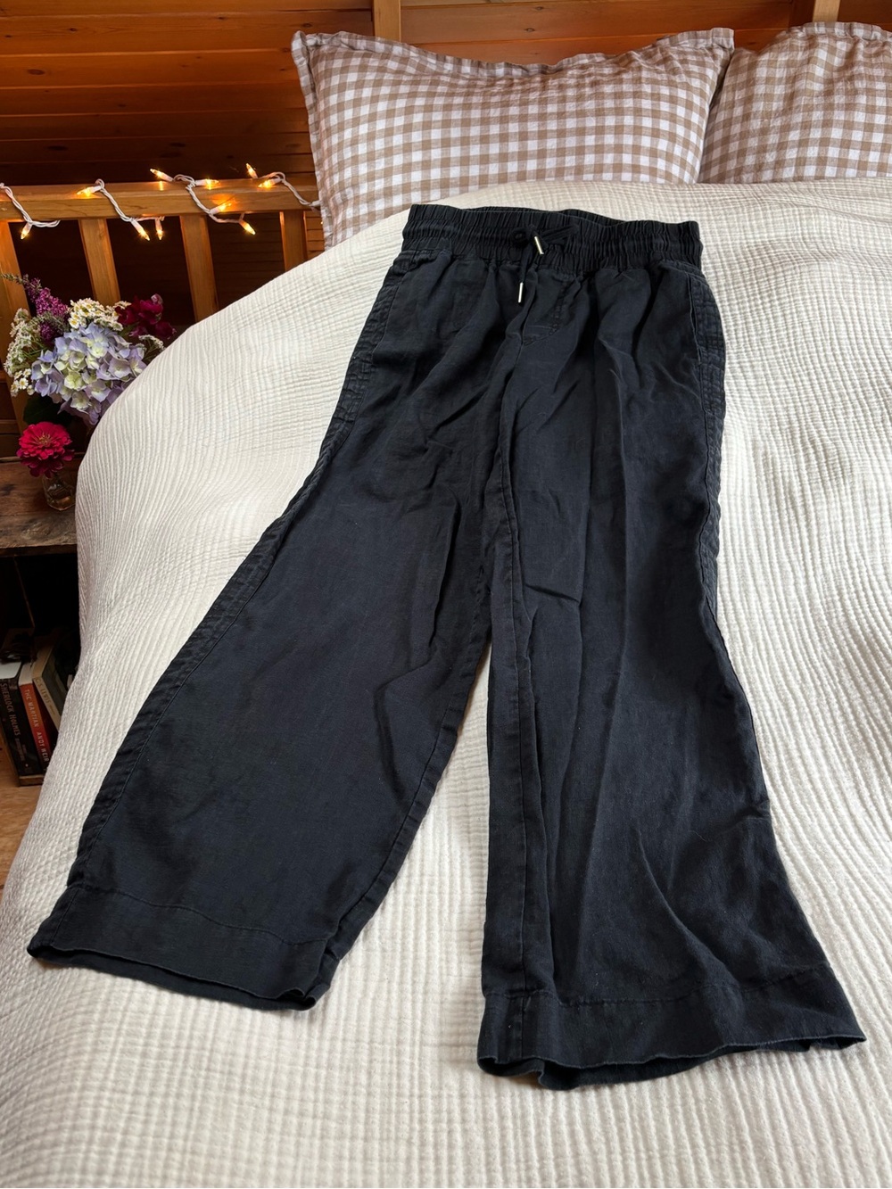 Quince Black Wide-Leg Track Pants